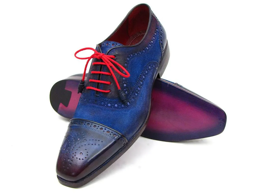 Paul Parkman Men's Suede Captoe Oxfords in Blue
