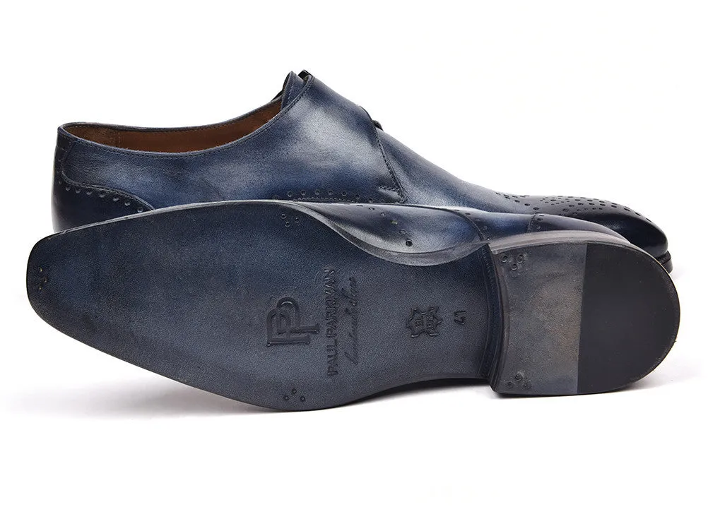 Paul Parkman Men's Wingtip Single Monkstraps in Navy