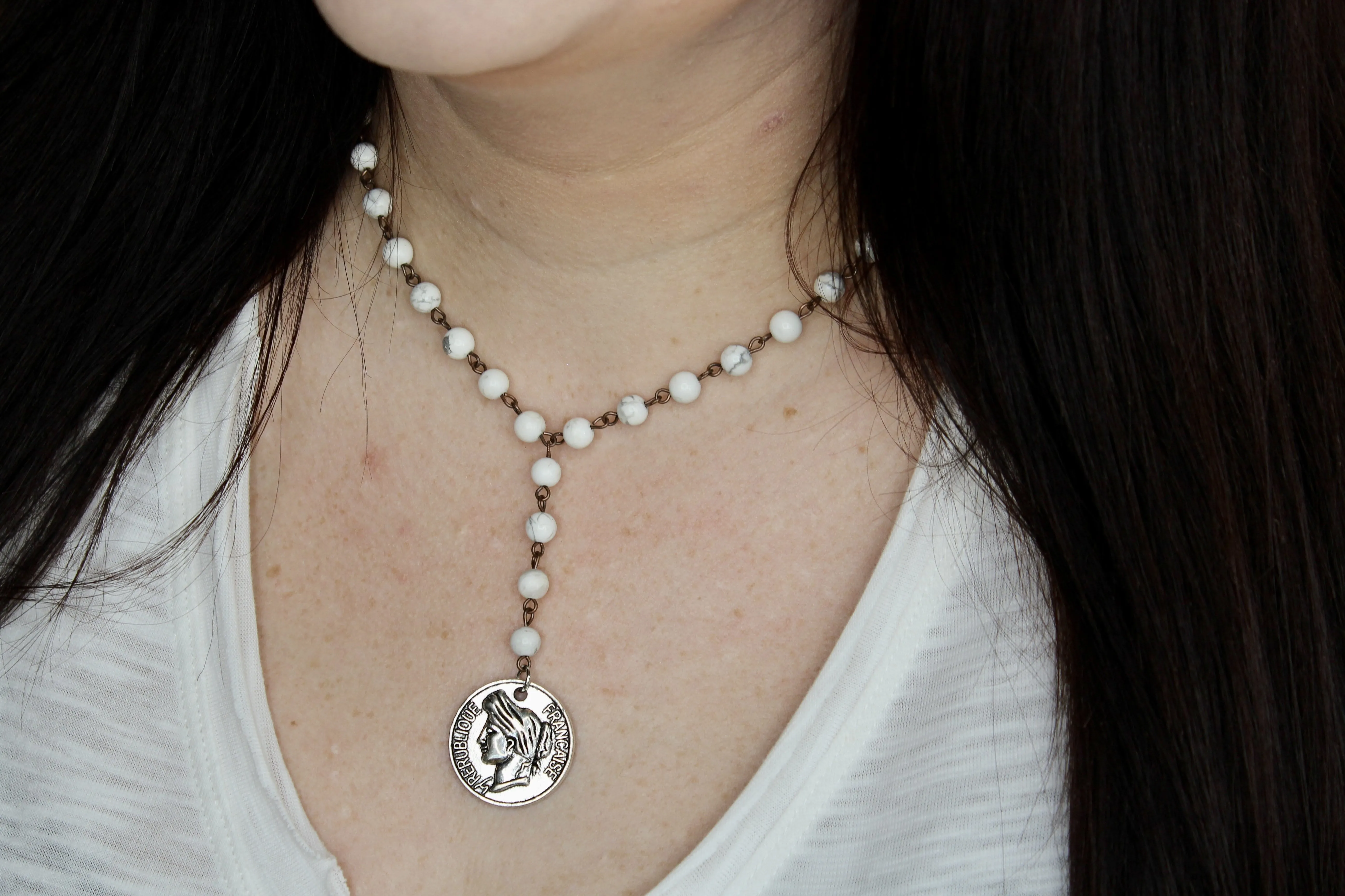 Pearl White Lariat Necklace