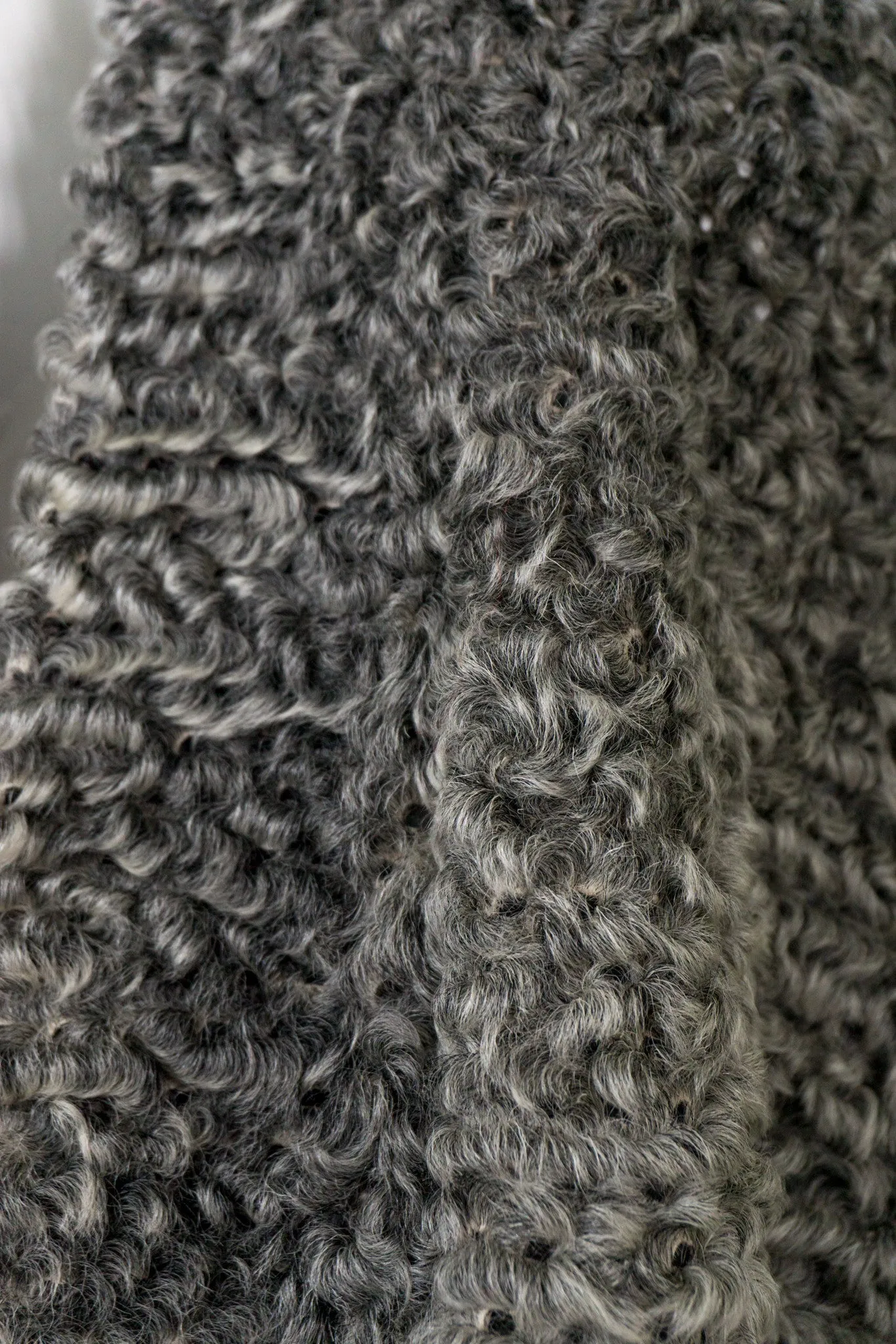 Perforated Lamb Fur Cocoon Coat