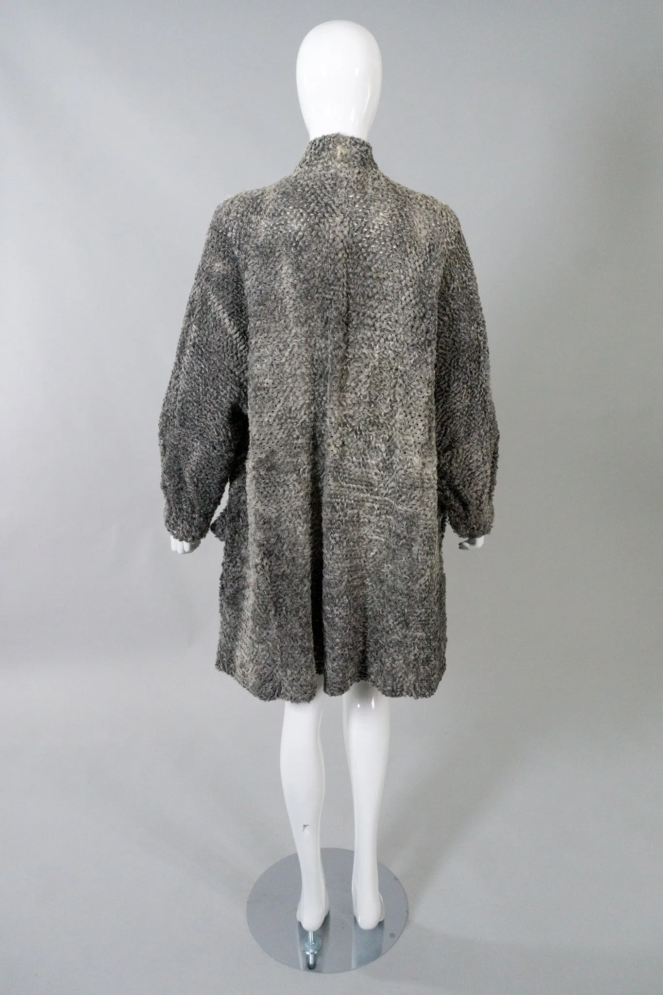 Perforated Lamb Fur Cocoon Coat