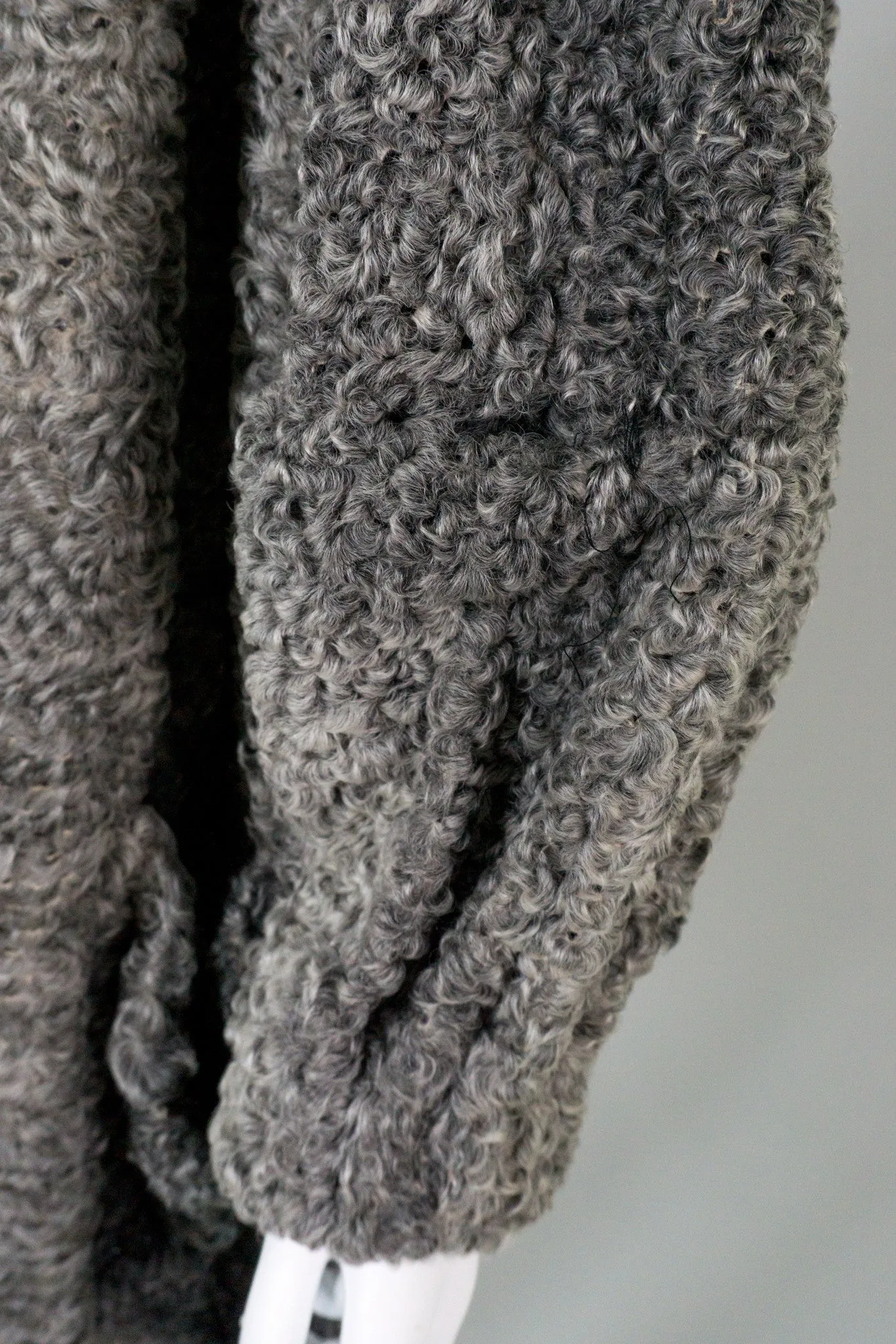 Perforated Lamb Fur Cocoon Coat