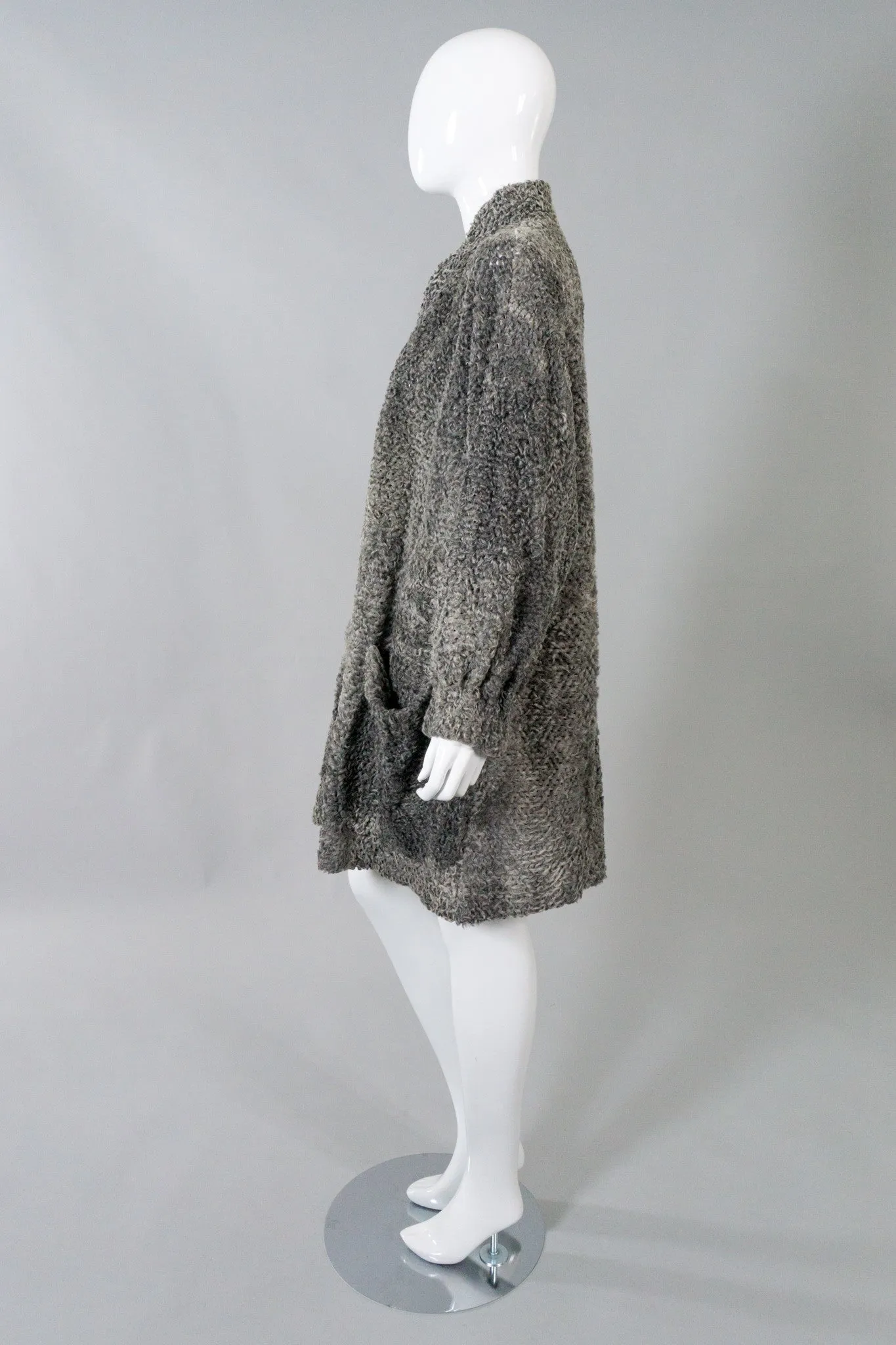 Perforated Lamb Fur Cocoon Coat