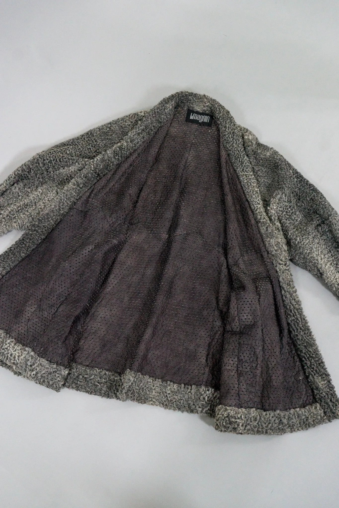Perforated Lamb Fur Cocoon Coat