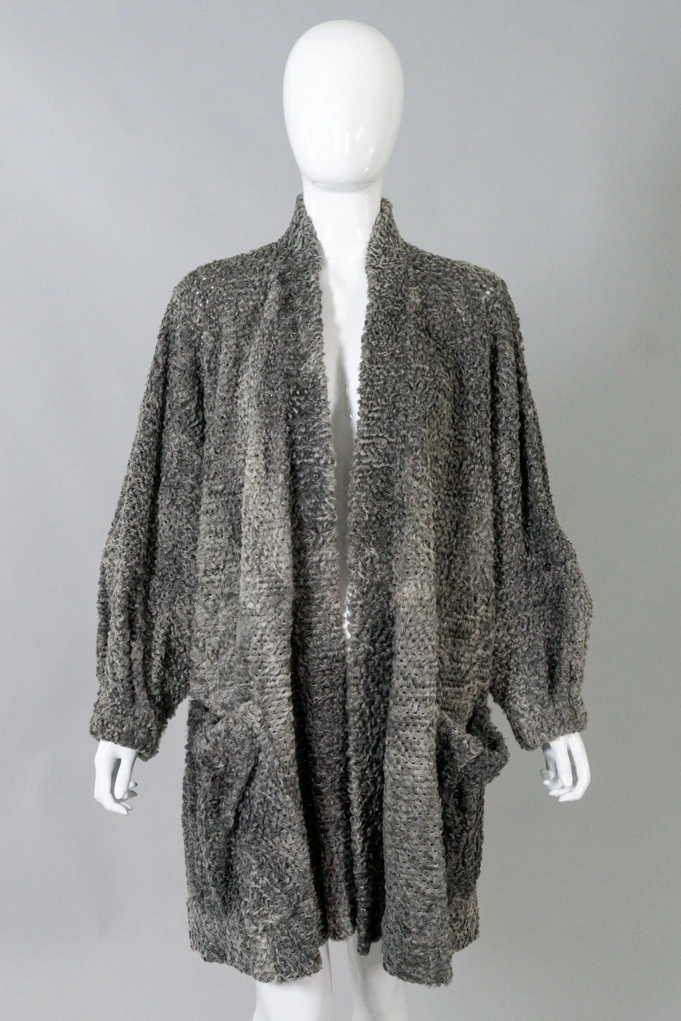 Perforated Lamb Fur Cocoon Coat