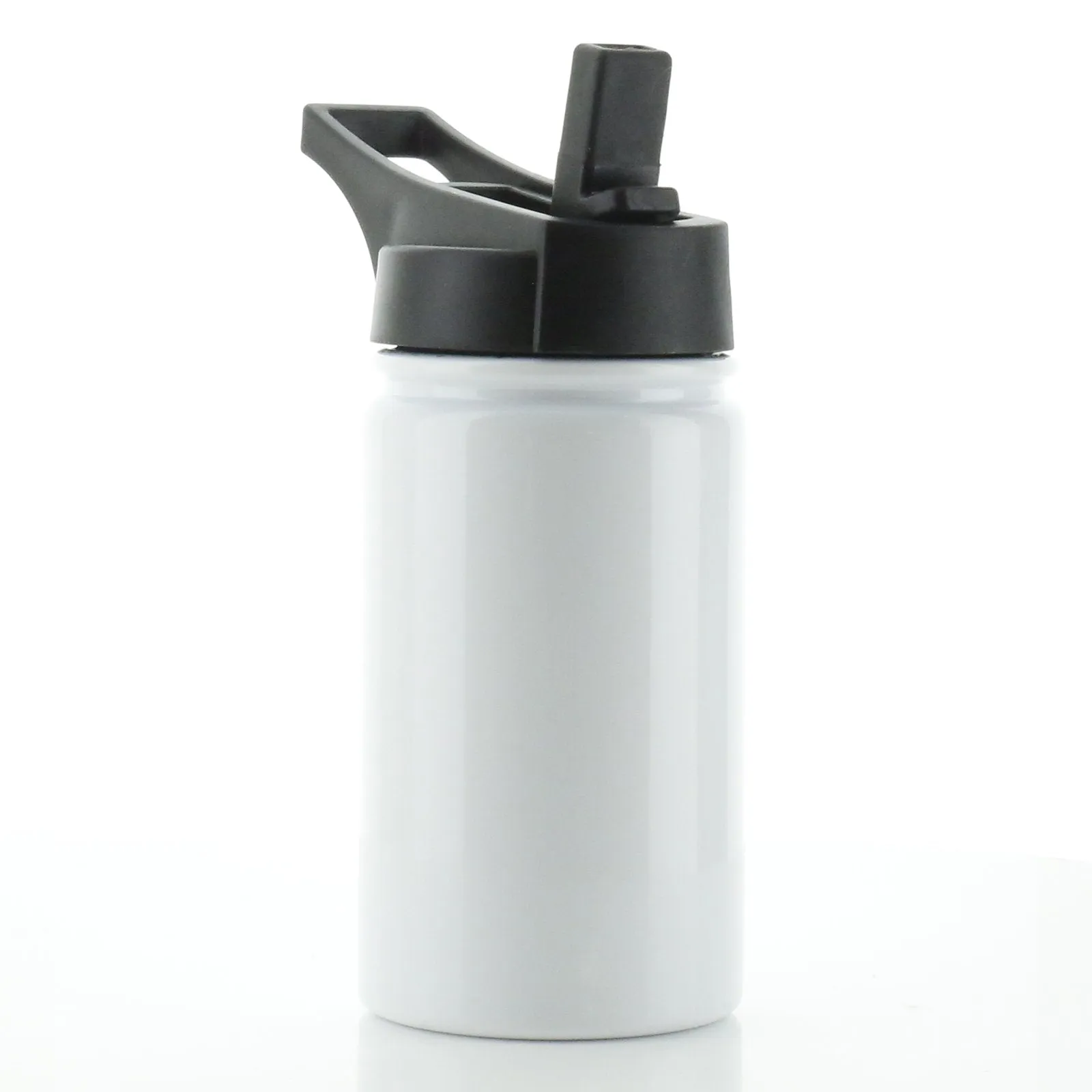 Personalised Snow Owl Butterfly and Name White Sports Flask