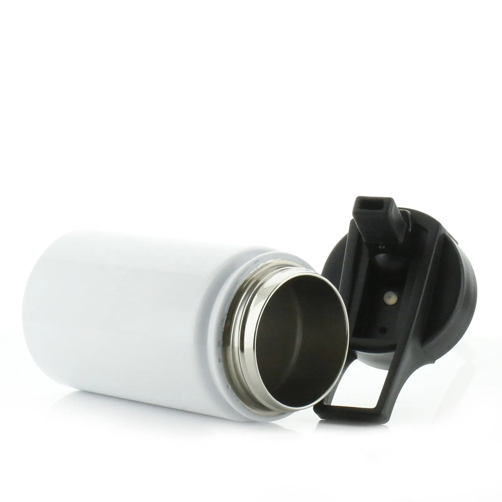 Personalised Snow Owl Butterfly and Name White Sports Flask