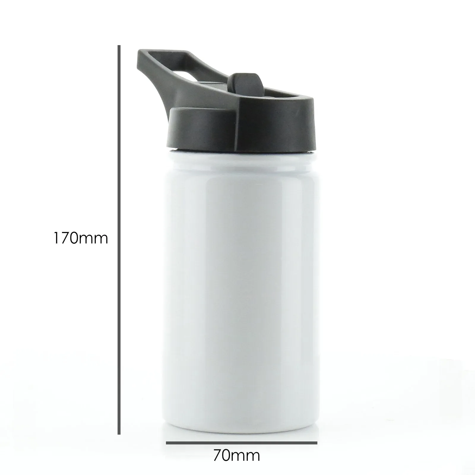Personalised Snow Owl Butterfly and Name White Sports Flask