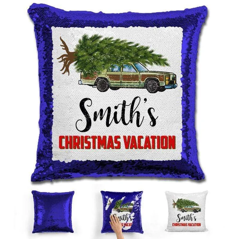 Personalized Family Christmas Vacation Magic Sequin Pillow