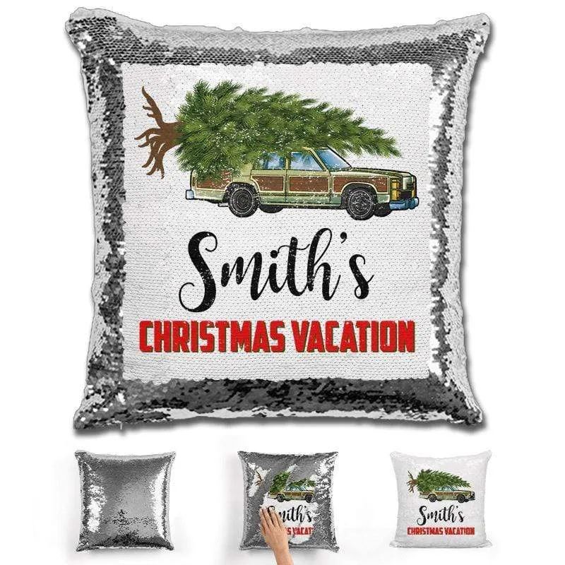 Personalized Family Christmas Vacation Magic Sequin Pillow