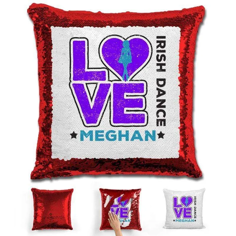Personalized LOVE Irish Dance Magic Sequin Pillow