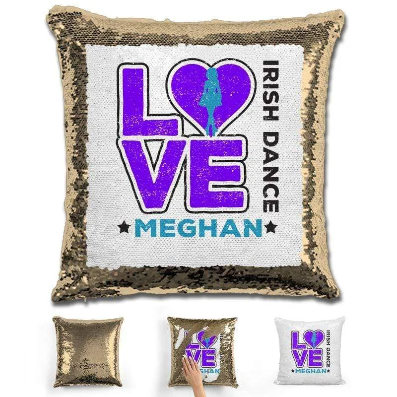 Personalized LOVE Irish Dance Magic Sequin Pillow