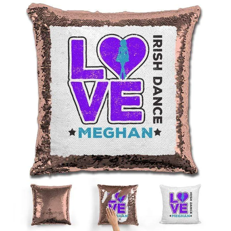 Personalized LOVE Irish Dance Magic Sequin Pillow