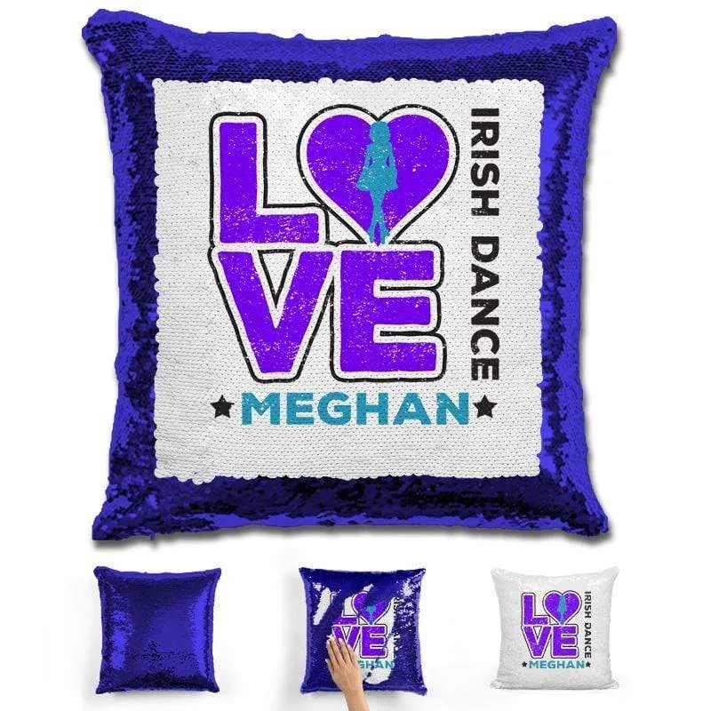 Personalized LOVE Irish Dance Magic Sequin Pillow