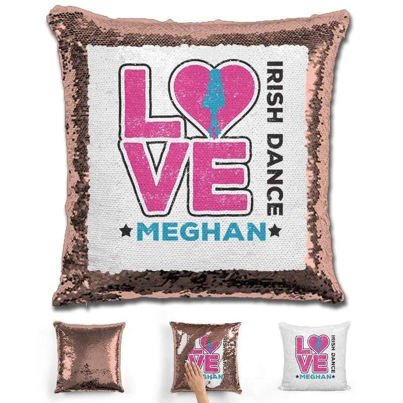 Personalized LOVE Irish Dance Magic Sequin Pillow