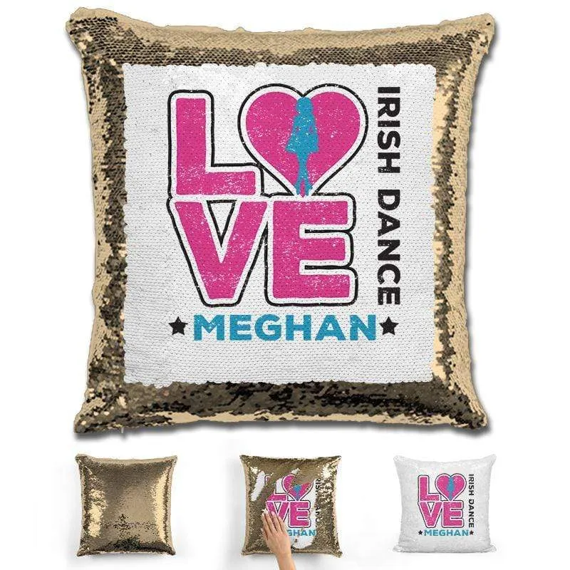 Personalized LOVE Irish Dance Magic Sequin Pillow