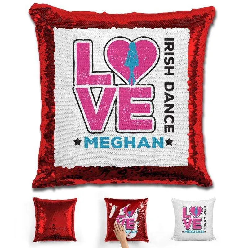 Personalized LOVE Irish Dance Magic Sequin Pillow