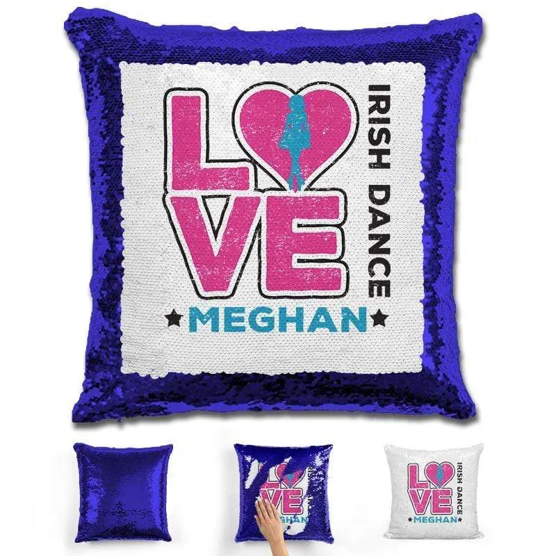 Personalized LOVE Irish Dance Magic Sequin Pillow