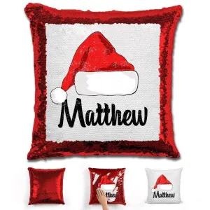 Personalized Santa Claus Hat Christmas Magic Sequin Pillow
