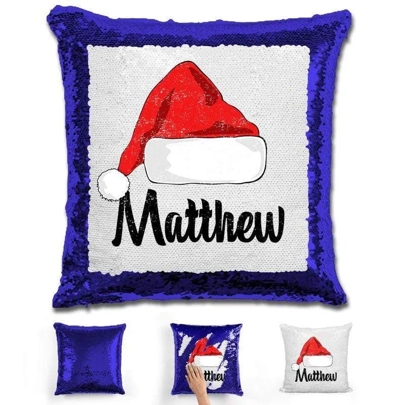 Personalized Santa Claus Hat Christmas Magic Sequin Pillow