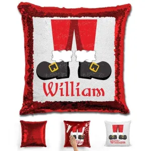 Personalized Santa Legs Magic Christmas Sequin Pillow