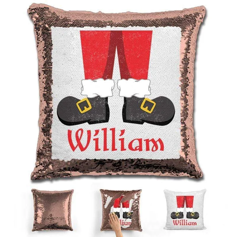 Personalized Santa Legs Magic Christmas Sequin Pillow