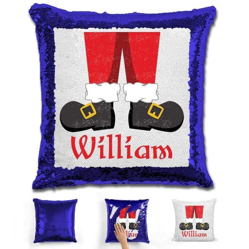 Personalized Santa Legs Magic Christmas Sequin Pillow