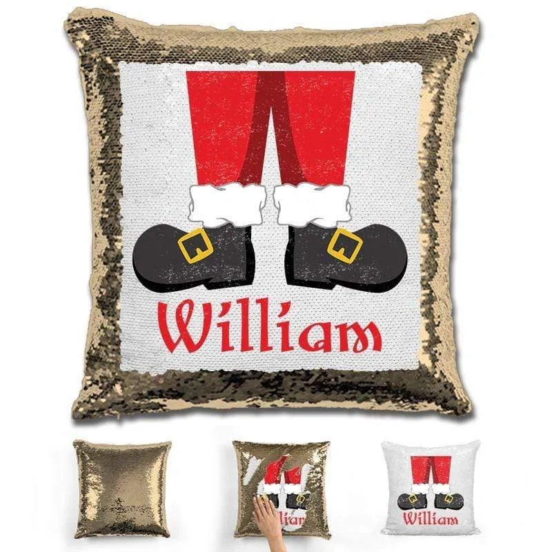 Personalized Santa Legs Magic Christmas Sequin Pillow
