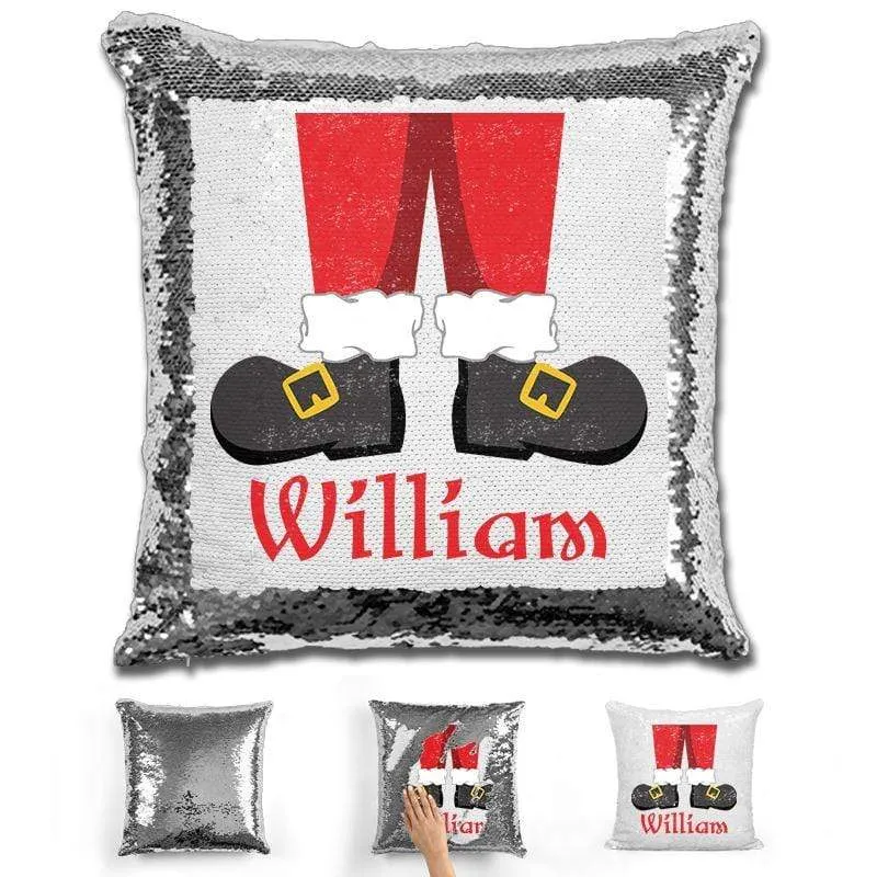 Personalized Santa Legs Magic Christmas Sequin Pillow