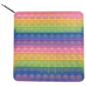 Pop It Jumbo Translucent Glitter Rainbow Square Fidget Toy