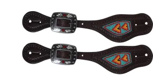 Professional's Choice Beaded Turquoise/Red Spur Straps