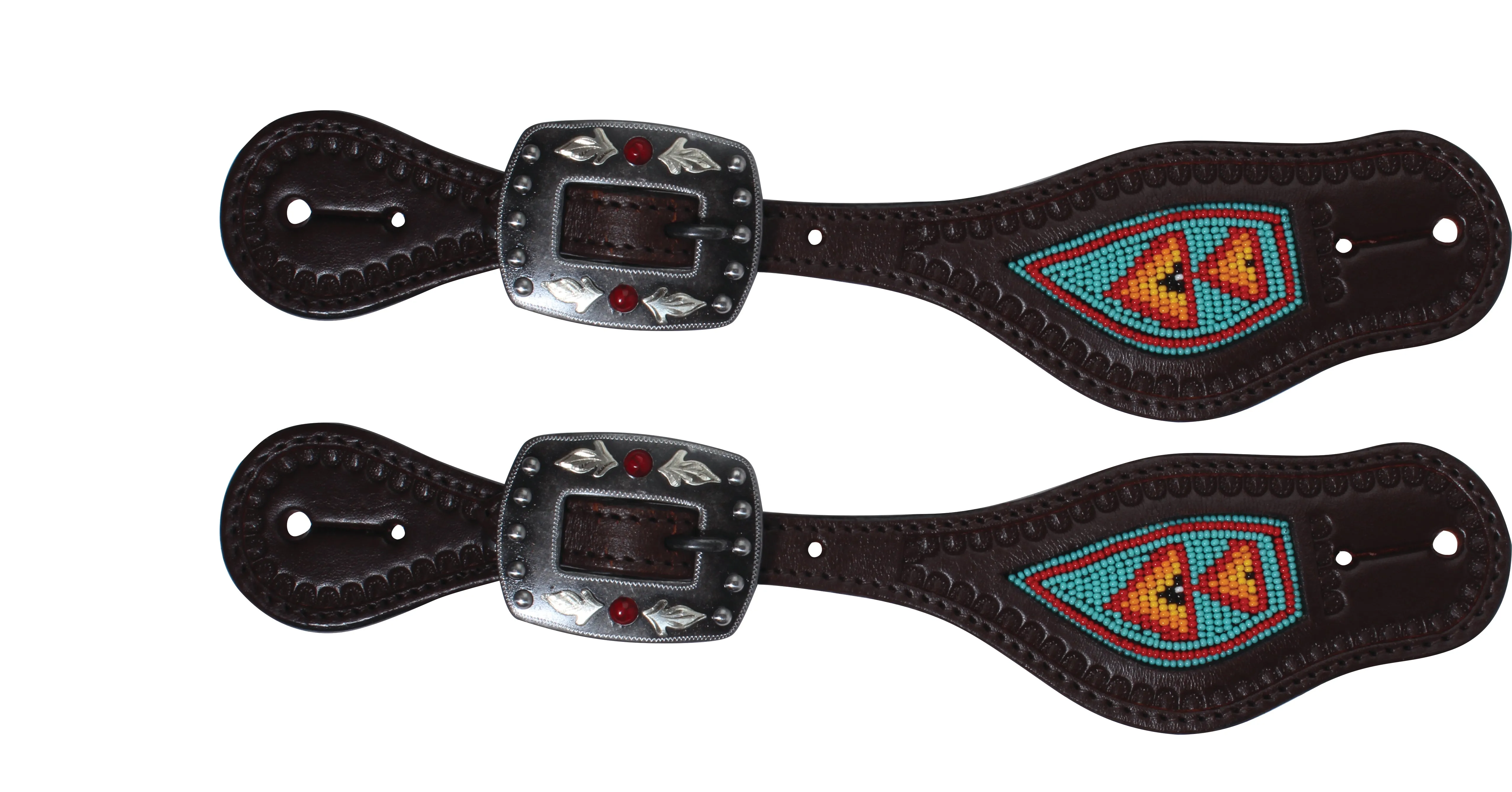 Professional's Choice Beaded Turquoise/Red Spur Straps