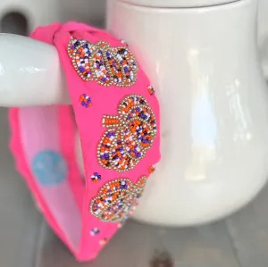 Pumpkin Confetti Pink Beaded Headband