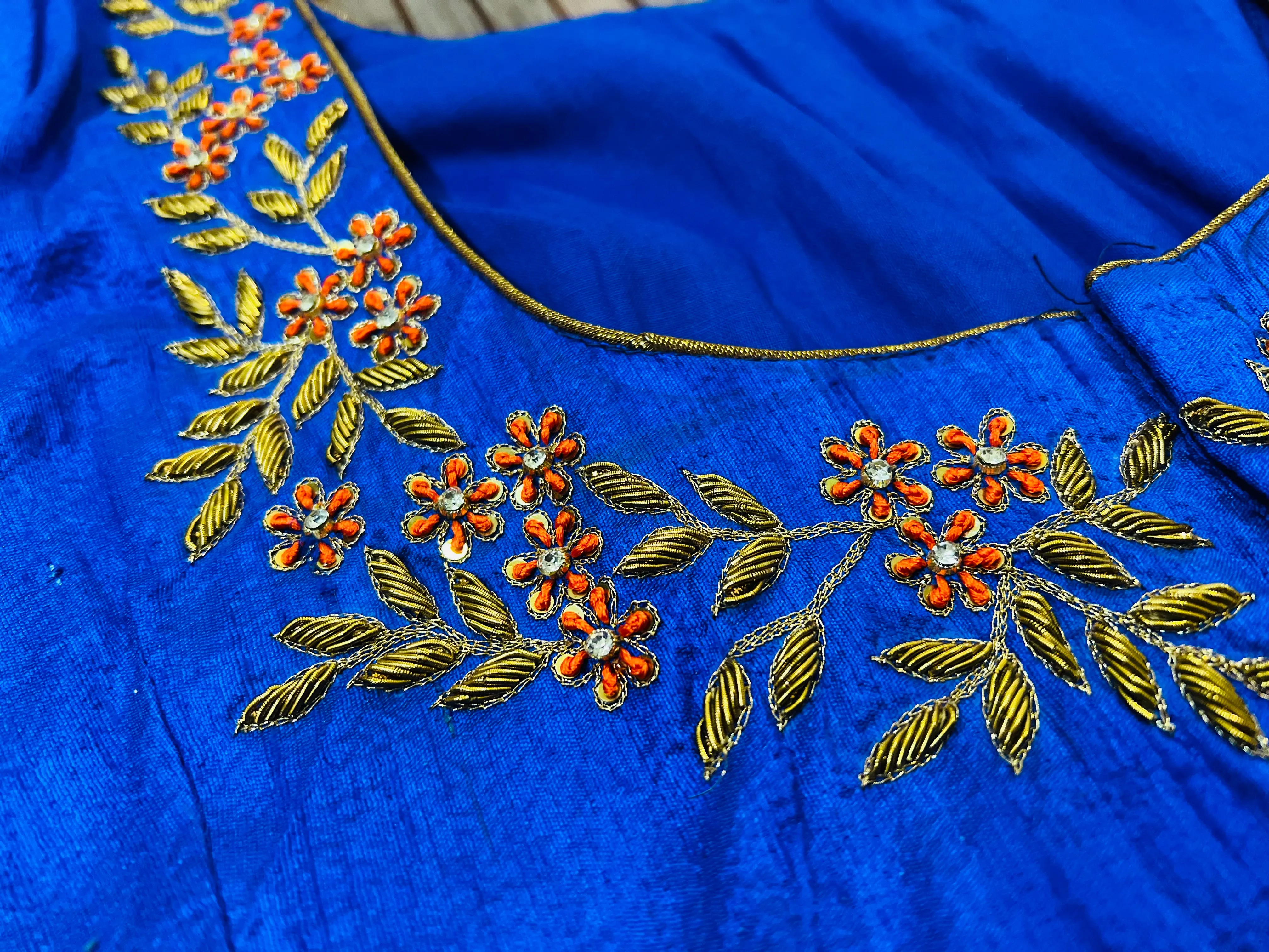 Pure Raw Silk Embroidered Blouse