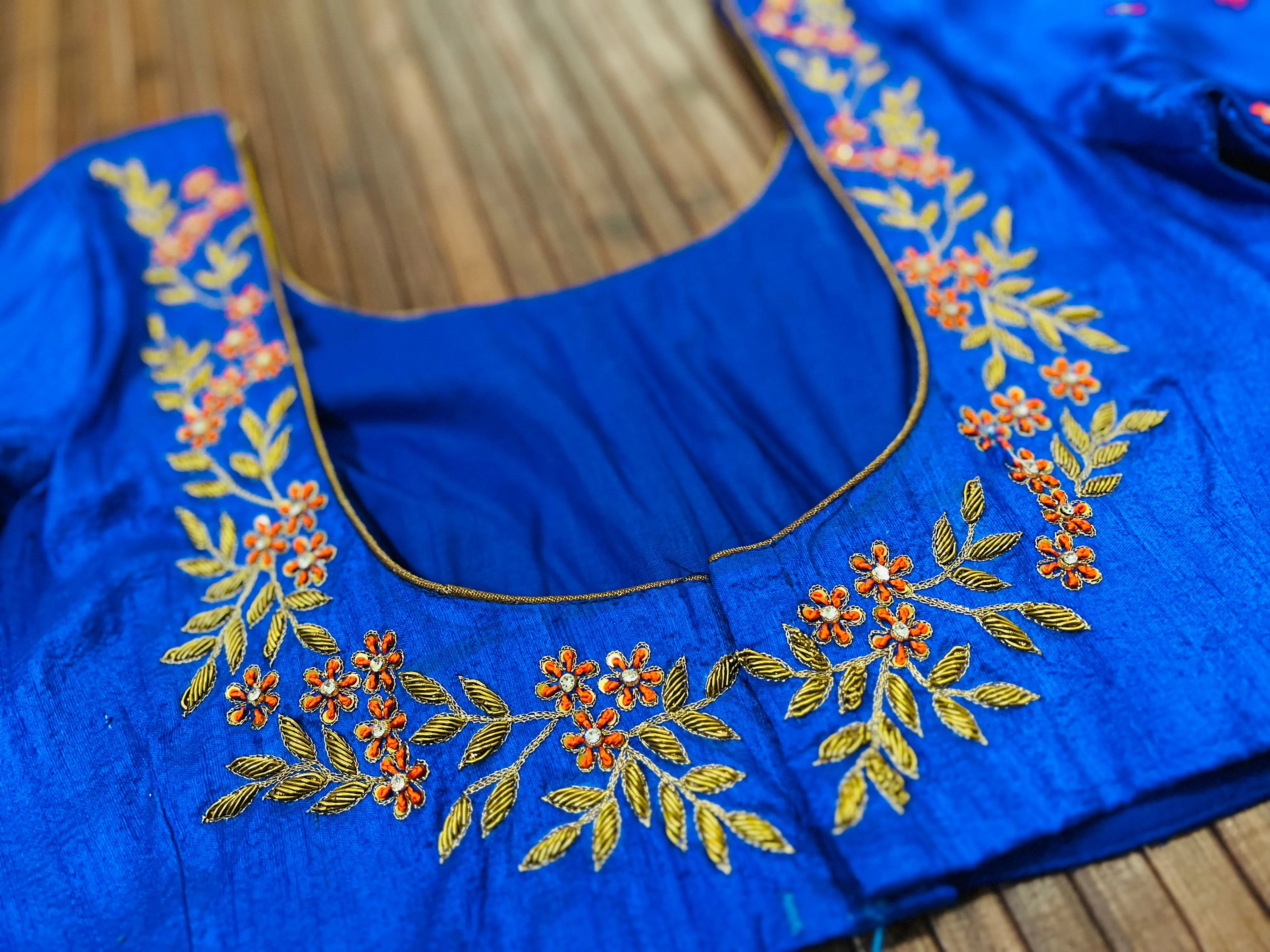 Pure Raw Silk Embroidered Blouse