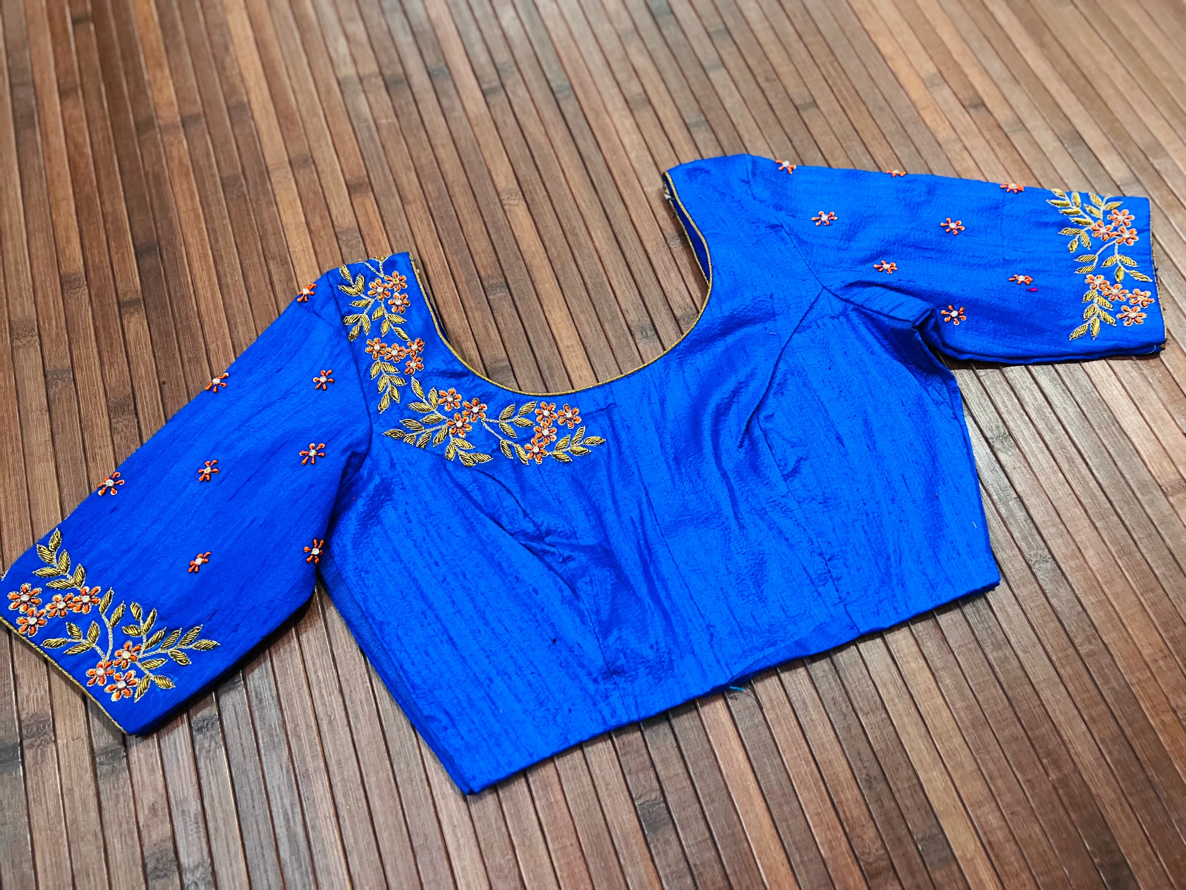 Pure Raw Silk Embroidered Blouse