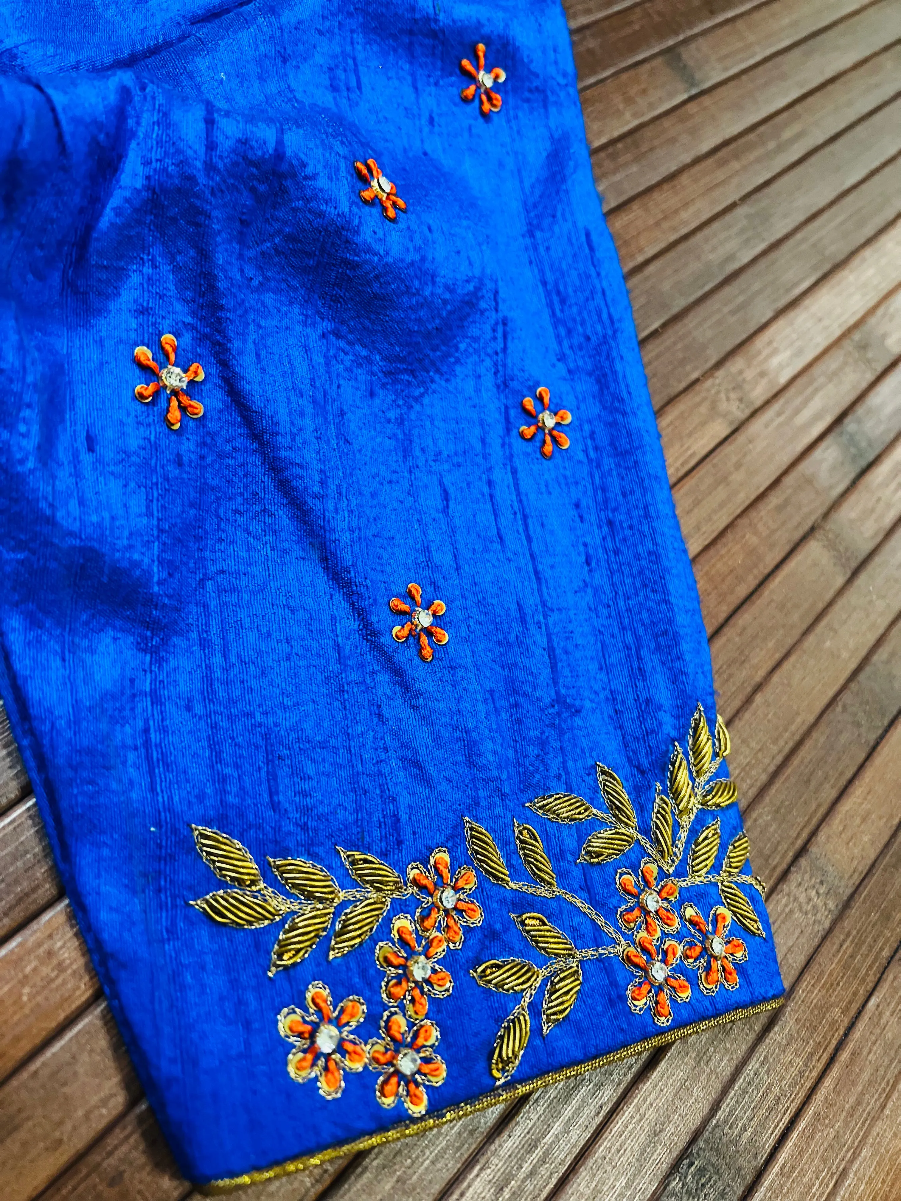 Pure Raw Silk Embroidered Blouse