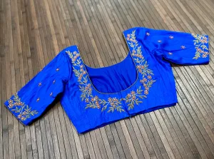 Pure Raw Silk Embroidered Blouse