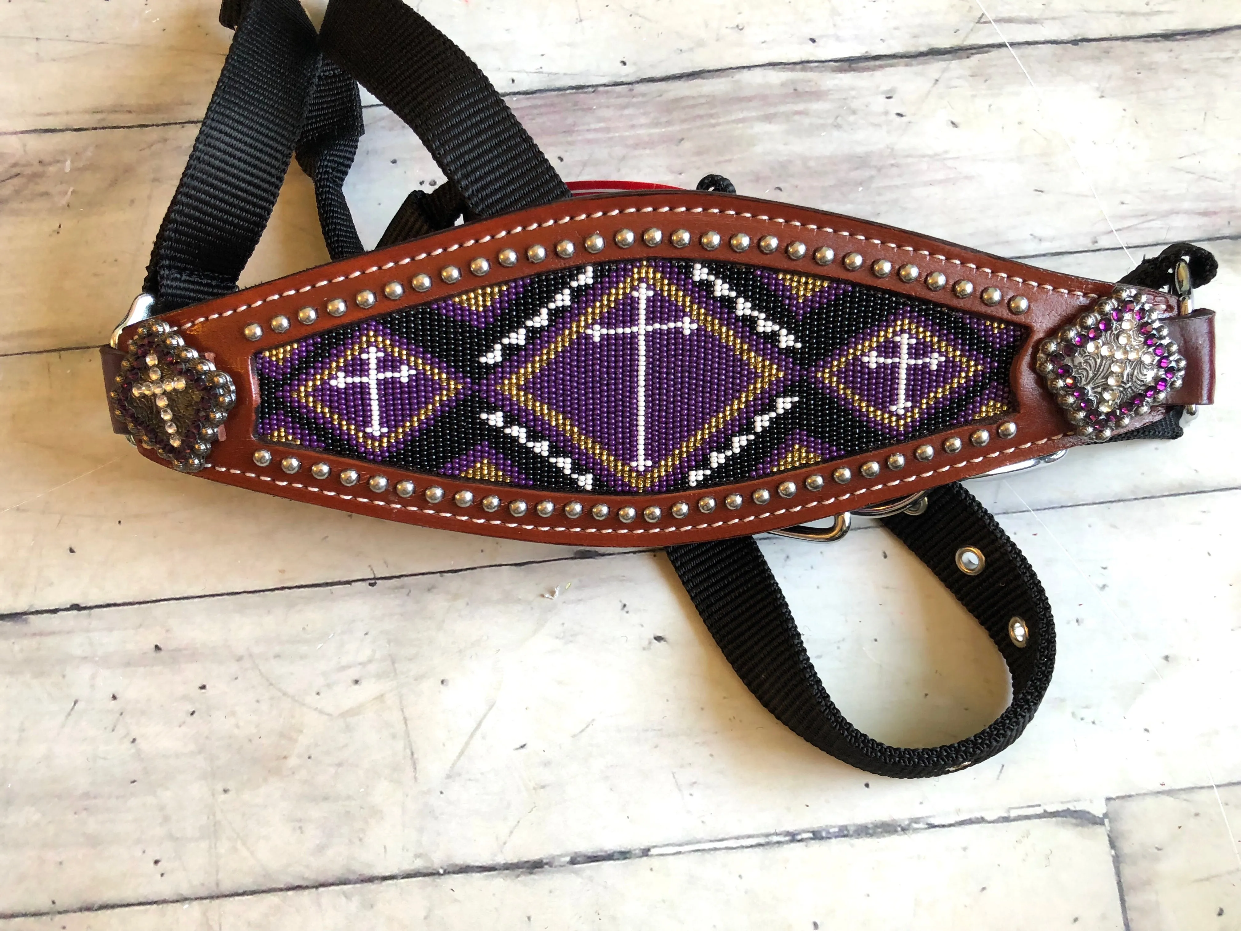 Purple Cross Beaded Bronc Halter