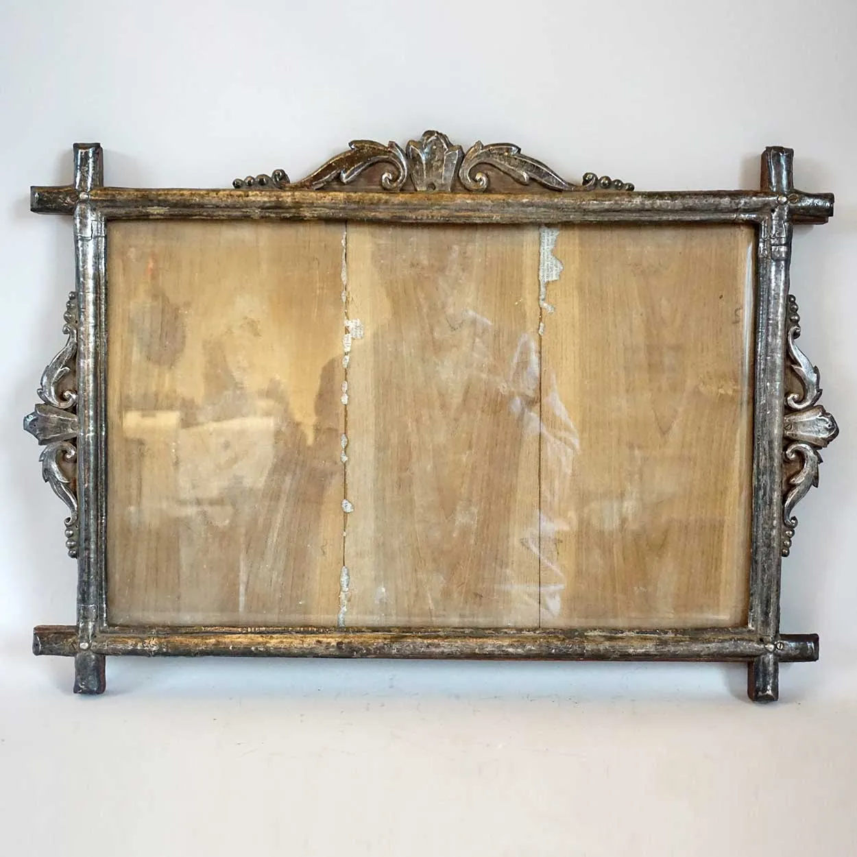 Rare Large Indo-Portuguese Silver Mounted Teak Frame