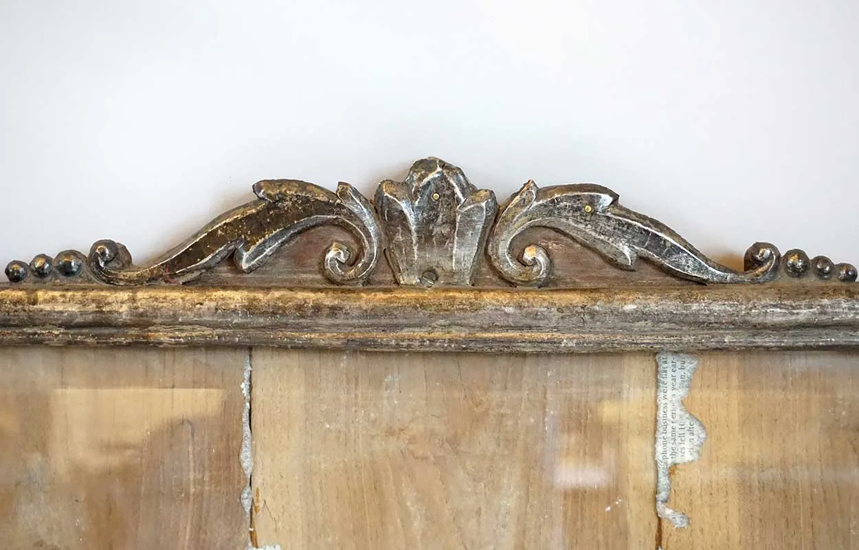 Rare Large Indo-Portuguese Silver Mounted Teak Frame