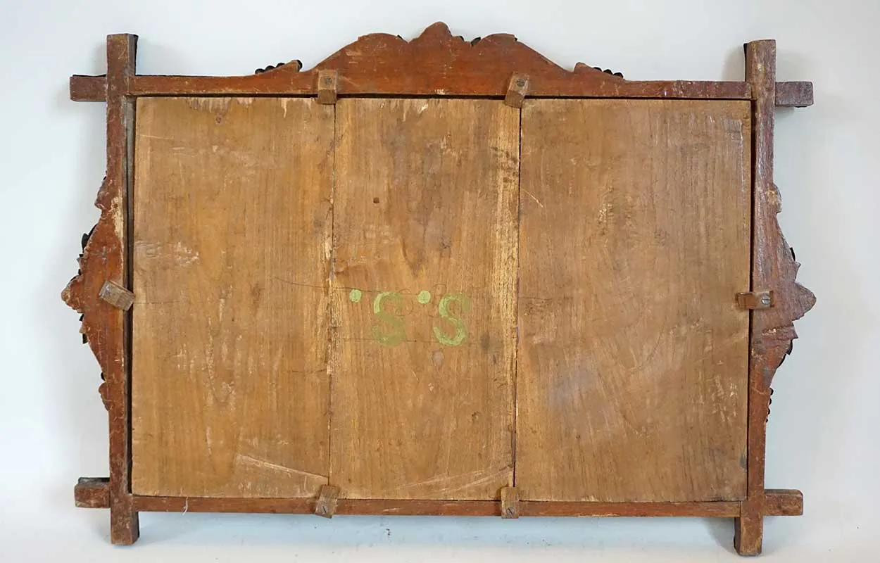 Rare Large Indo-Portuguese Silver Mounted Teak Frame