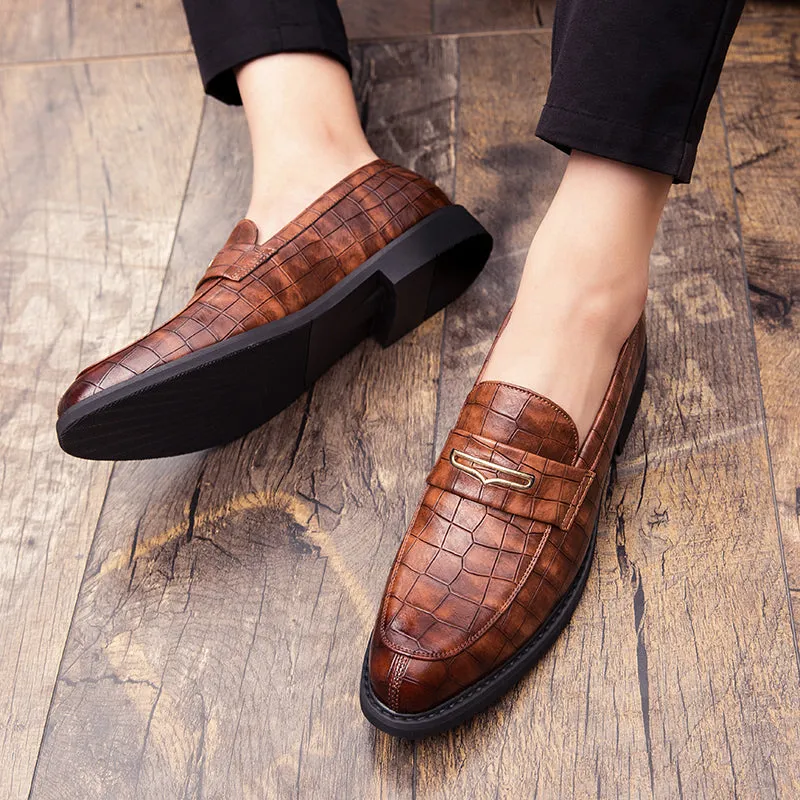 Red Pointed Toe Dress Shoe Loafers Club Shoes