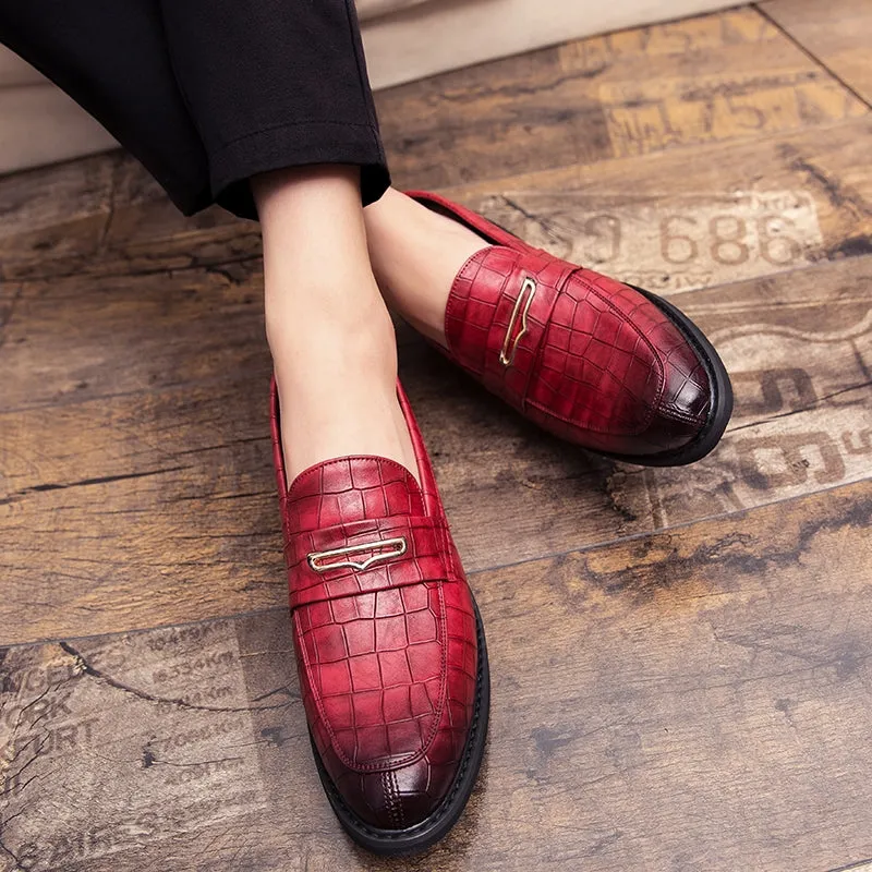Red Pointed Toe Dress Shoe Loafers Club Shoes
