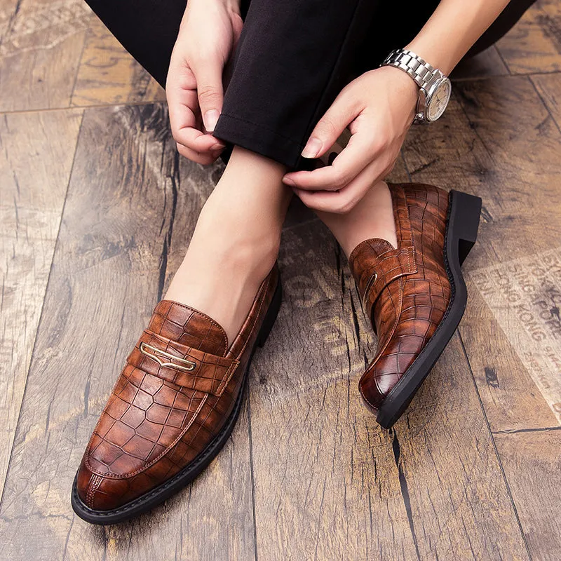 Red Pointed Toe Dress Shoe Loafers Club Shoes