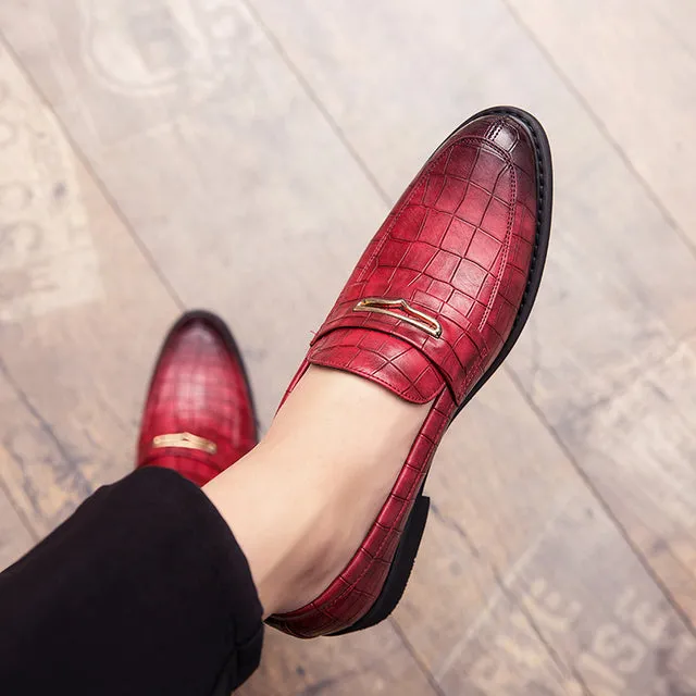 Red Pointed Toe Dress Shoe Loafers Club Shoes