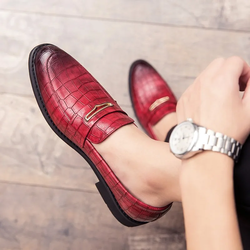 Red Pointed Toe Dress Shoe Loafers Club Shoes