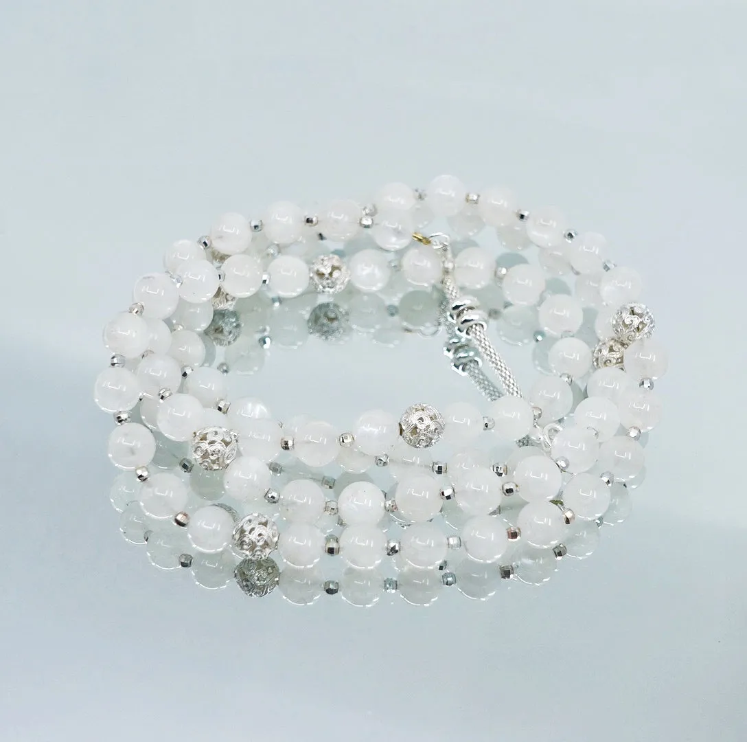 Return to Origin Multi-style Moonstone Beaded Necklace with Tassels