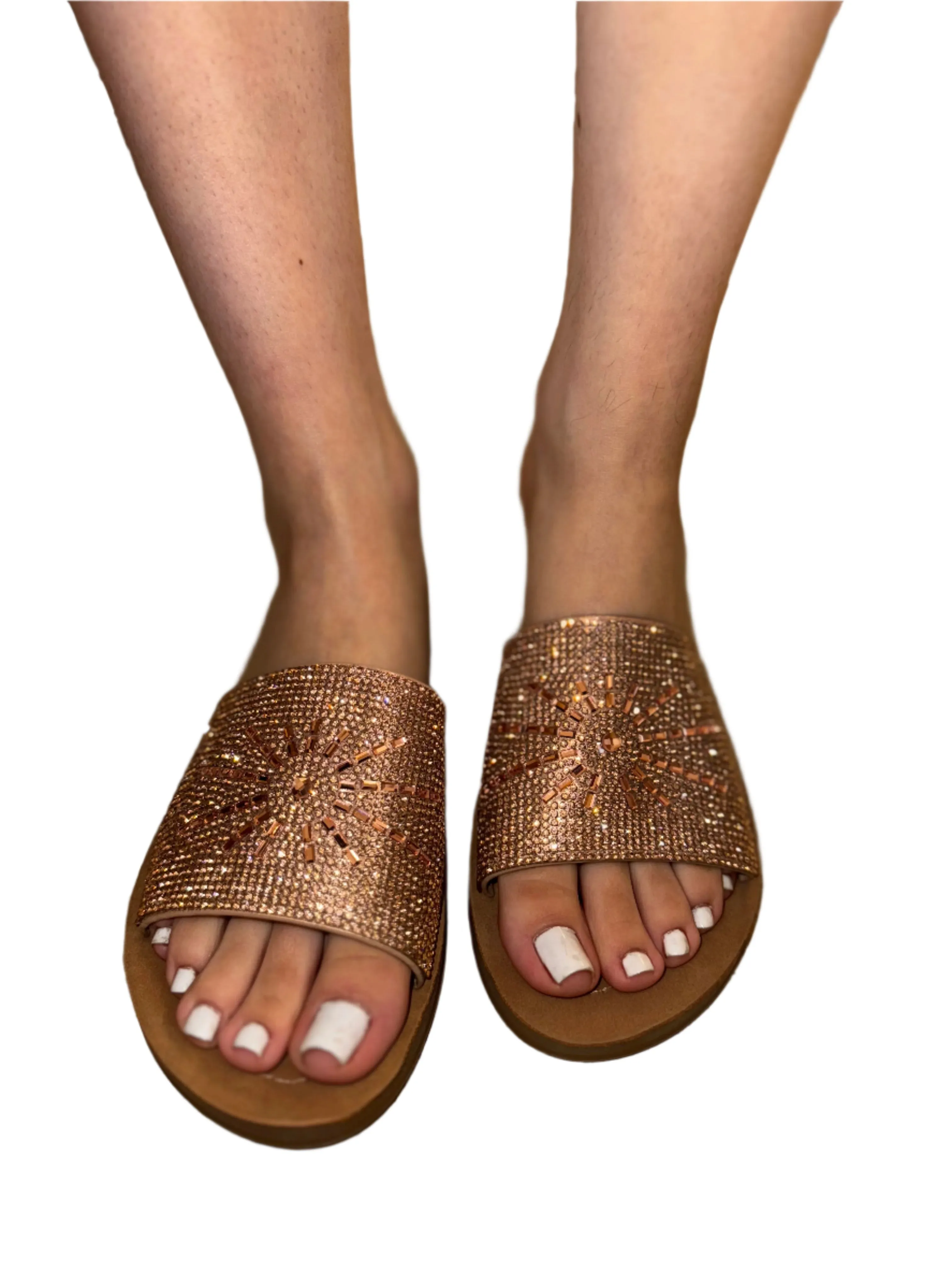 RHINESTONE DESIGN SLIDE SANDAL TRACT-S