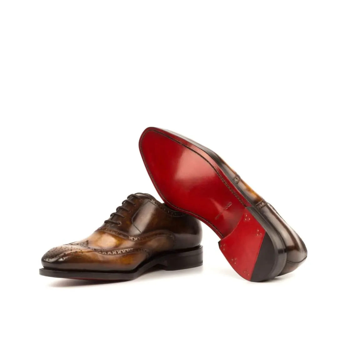 Richelieu fleuri en cuir patiné coganc et marron